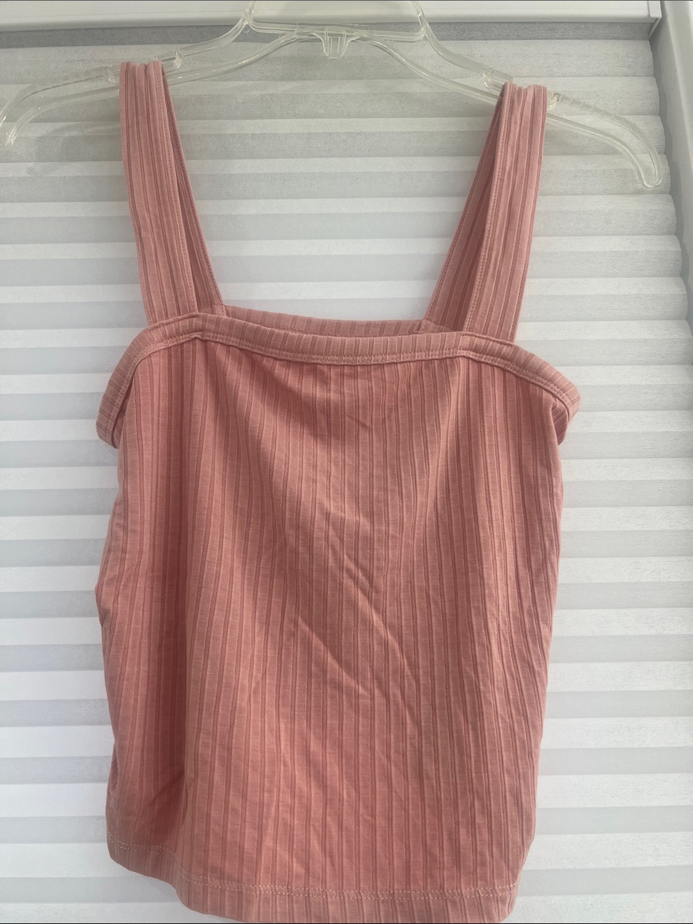 American Eagle Outfitters Ribbed Square-Neck Tank Top - Dusty Pink